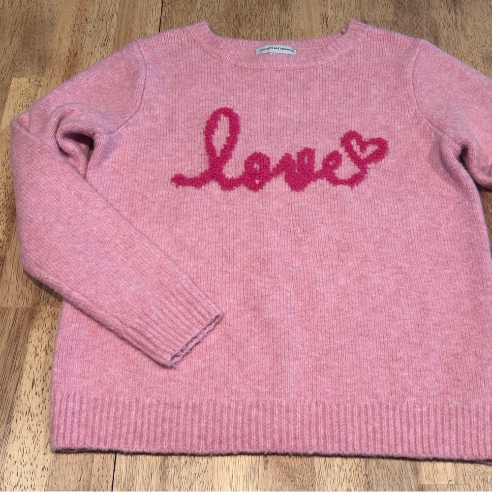 Pink "Love" Graphic Knit Sweater - Valentine's Day & Soft Girl Aesthetic Small - Picture 2 of 8